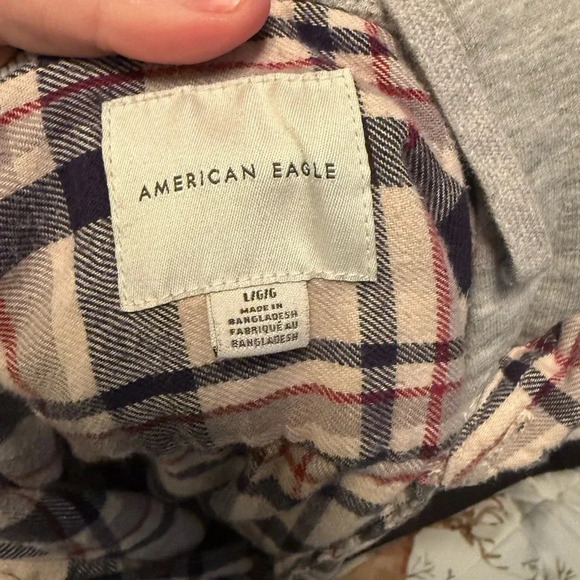 American Eagle flannel hoodie size L - Picture 6 of 6
